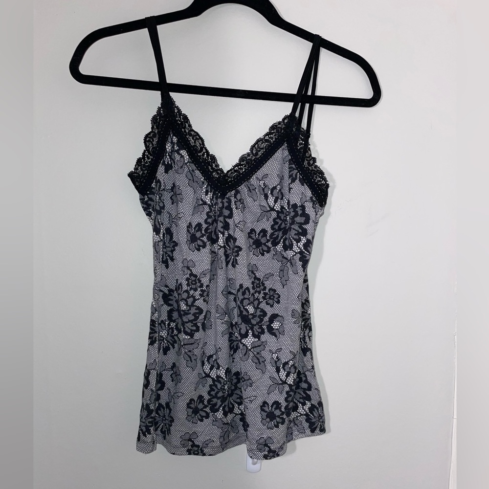 Express tank top black with white florals. Size S